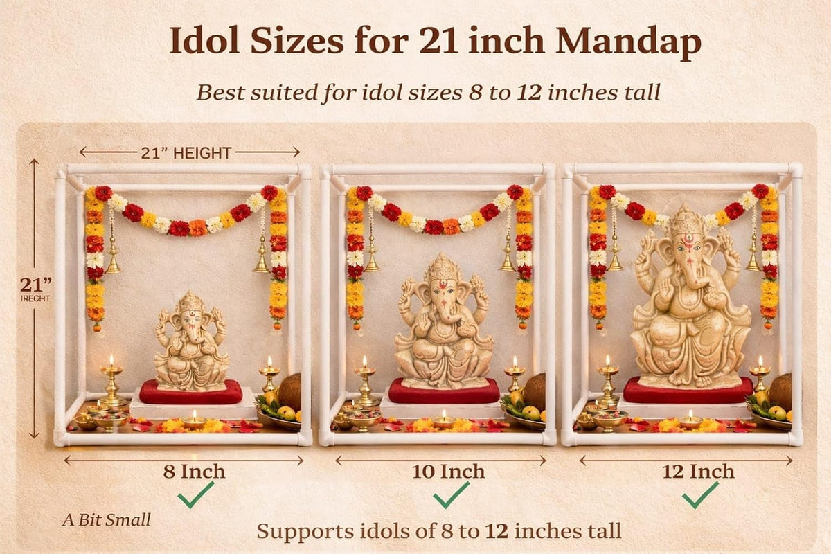 SAUDEEP INDIA 54cm Ganpati Mandap for Ganesh Chaturthi Idol Home Decor | Ganesh Murti Sthapana Stand | DIY Pooja Pandal Backdrop Frame Setup | Home Temple Ganpati Bappa Idol Platform
