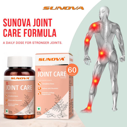 SUNOVA Joint Care Capsules, A Joint Health Support Supplement Made with Boswellia Serrata Extract and 30% AKBA for Strengthening Bones and Relieving Joint Discomfort, 60 Veg Capsules