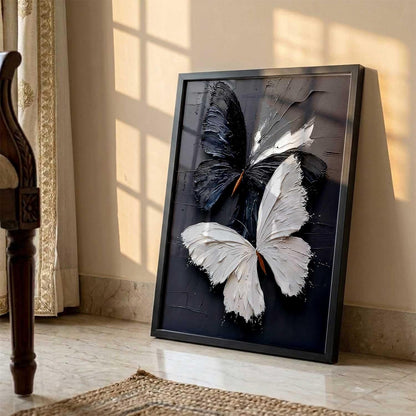 Butterfly Art Wall Painting Home Decoration With Frame For Living Room Bed Room Hotel Wall Decor Digital Reprint Engineered Wood (13X17 INCH)