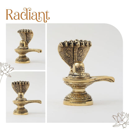 Brass Shivling Idol | Handcrafted Servdharm Shivling for Home Temple & Pooja Room (Design06: L7 x W4 x H8 cm)