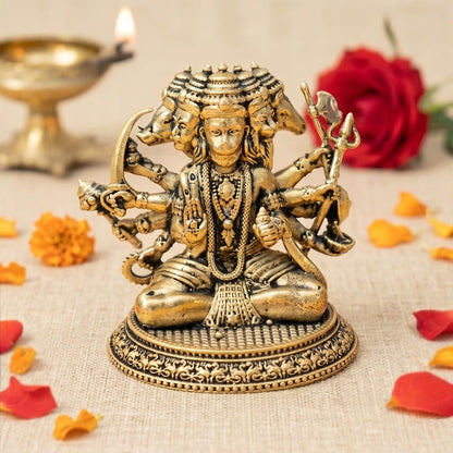 100% Pure Brass Panchmukhi Hanuman Idol | Bajrangbali God Statue for Home Door Entrance Main Door Vastu Protection | Religious Housewarming Grah Pravesh Gift