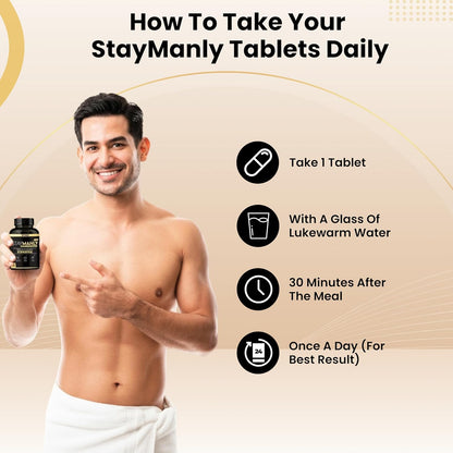 Nirvasa StayManly Gold Tablets (30 Tabs) | Ayurvedic Strength, Stamina & Performance Booster | Boosts Energy, Endurance & Vitality | Tribulus Terrestris, Ashwagandha, Safed Musli & Shilajit