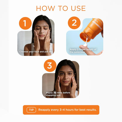 SKINQ Sun Protect Ultra Light Gel Sunscreen SPF 50+ PA++++ with Vitamin C | In-Vivo Tested | Zero White Cast | Lightweight, Non-Greasy | For Dry & Sensitive Skin | Dermat Formulated | 45ml