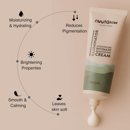 Nuutglow Intimate Brightening Cream with Vitamin C (100ml) | Reduces Dark Patches | For Private Areas, Underarms, Thighs & Knees | Unisex | Softens Skin