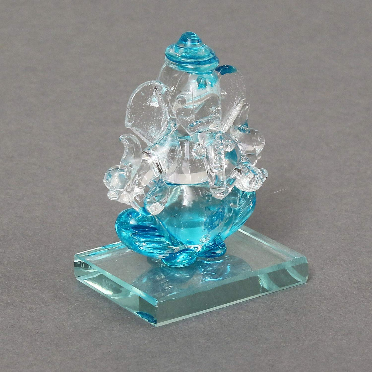 SkyBlue and Transparent Double Sided Crystal Car Ganesha Showpiece