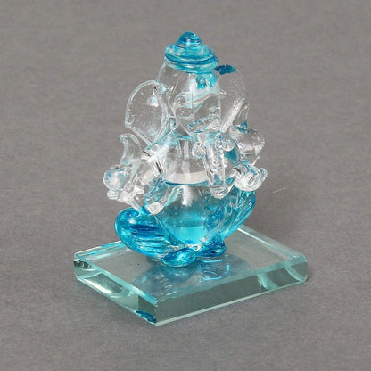 SkyBlue and Transparent Double Sided Crystal Car Ganesha Showpiece