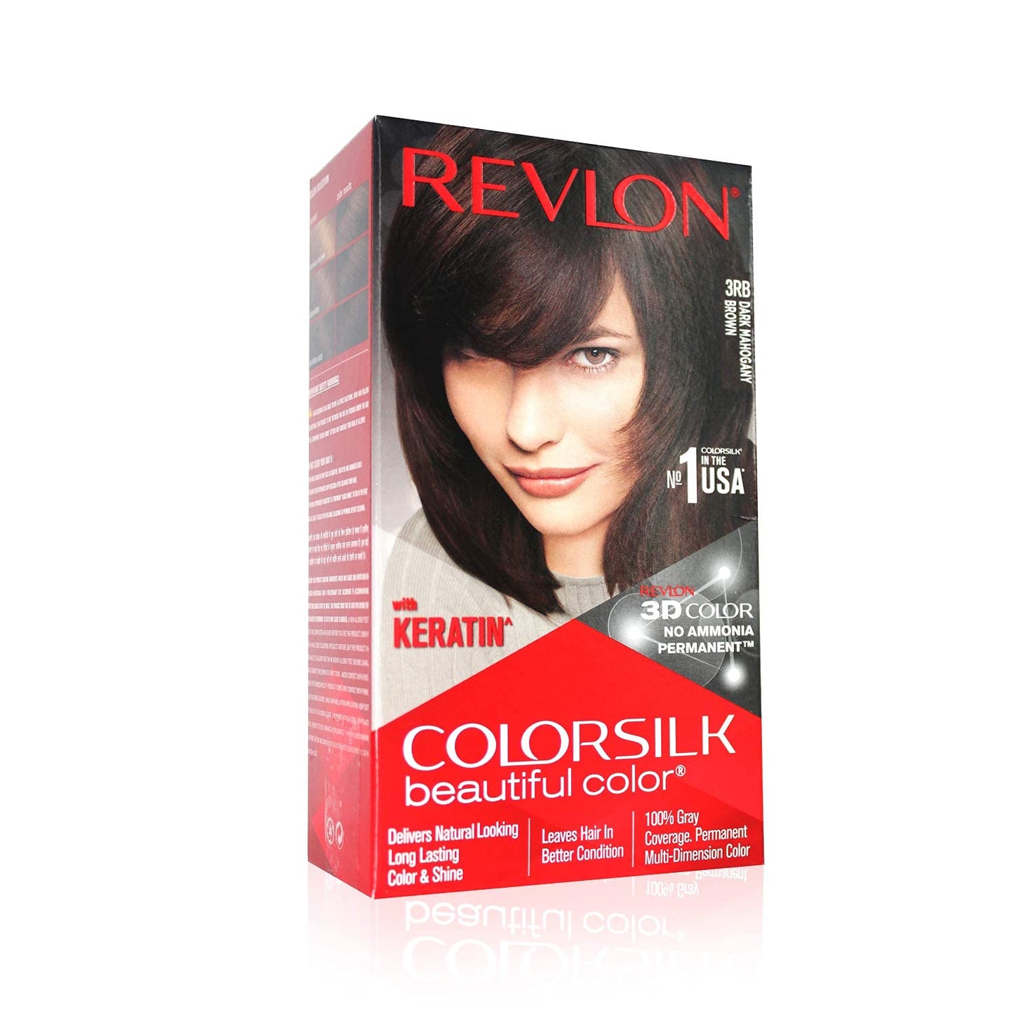 Revlon Colorsilk Beautiful Color, Permanent Hair Color with Keratin, 40ml + 40ml + 11.8ml - Dark Mahogany Brown 3Rb (Pack of 1)