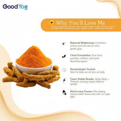 GoodYog 2% Kojic Acid Soap (100g, Pack of 2) with Turmeric for Pigmentation, Dark Spots & Tan Removal | For Dark Underarms, Knees & Elbows | For Men & Women - 200g