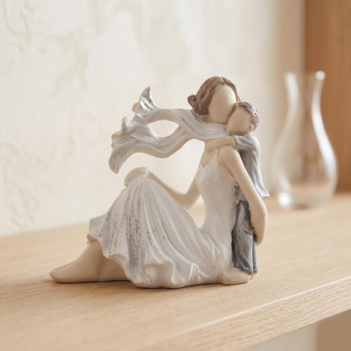 Mother and Baby Son Statue Showpiece, Handmade Mother and Child Sculpture for Home Decor, Birthday Gift, Table Top, Mother's Day, All Occasion (5.5x2.8x5.4 Inches)