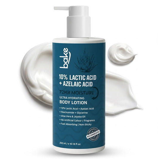 BAKE 10% Lactic Acid Body Lotion with Azelaic Acid | Smooths Rough & Bumpy Skin, Exfoliates Skin & Reduces Body Acne | Ultra Hydrating Body Lotion | 300ml