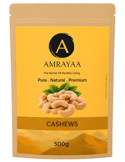 AMRAYAA W320 Premium Whole Cashews | Unpolished, Unsalted & Natural Kaju Nuts | Crunchy Deluxe Size | Antioxidant Rich Healthy Snack | High Protein, Iron, Magnesium, Zinc & Phosphorus