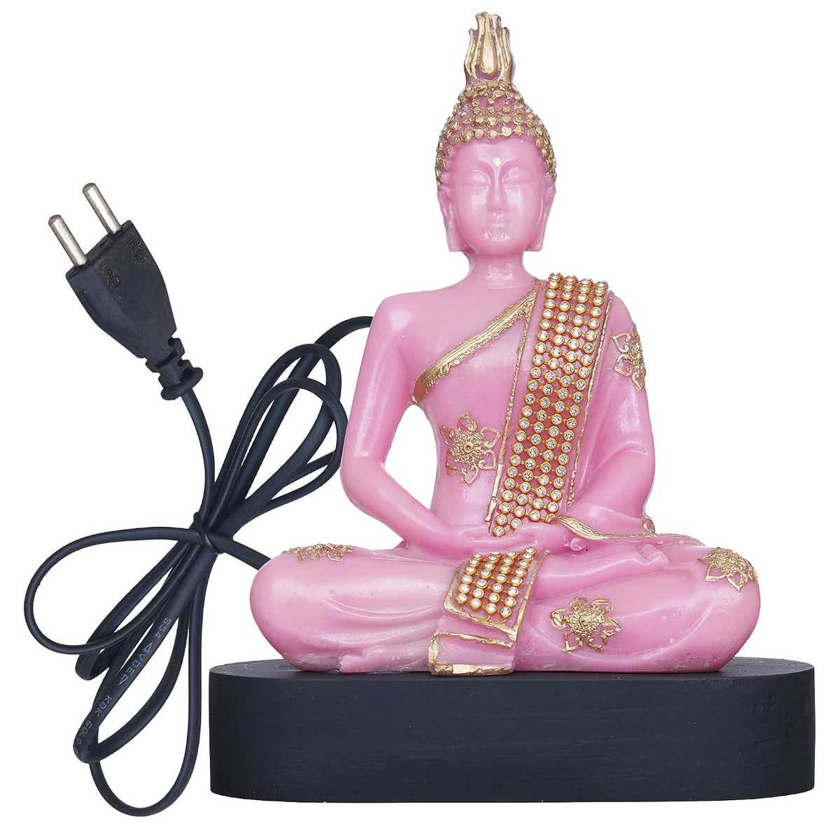 Pink and Golden Resin Handcrafted Meditating Lord Buddha Statue | Serene Home Decor for Living Rooms, Meditation Spaces, and Offices | Spiritual Gift for Diwali, Housewarming