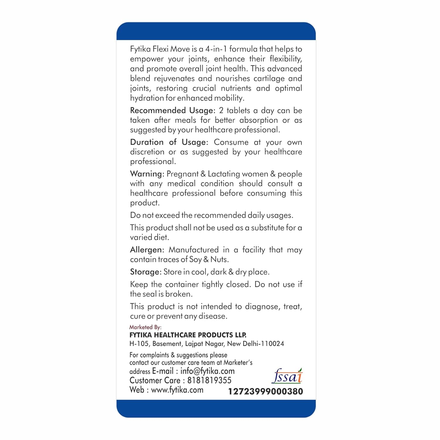 Product label with text on a white background