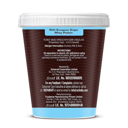 DiSano High Protein Dark Chocolate Peanut Butter with Whey Protein, Crunchy | 30g Protein. Gluten Free, Post & Pre Workout snack