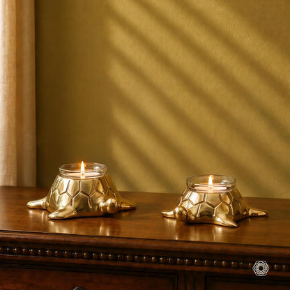 BEHOMA Golden Turtle Votive Holder Mother and Child Set