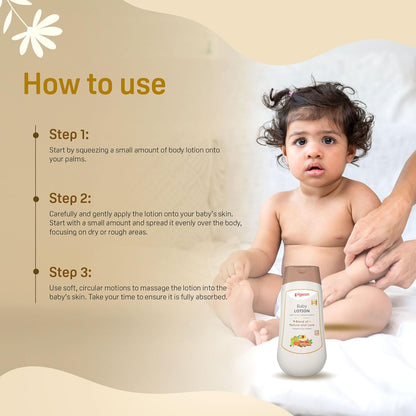 Pigeon Baby Lotion with Marshmallow Root Extract, Carrot Seed Oil, Sweet Almond & Olive Oil – Soothing, Lightweight Moisturizer for Delicate Skin, No Paraben, Sulphate & Alcohol - 200 ml