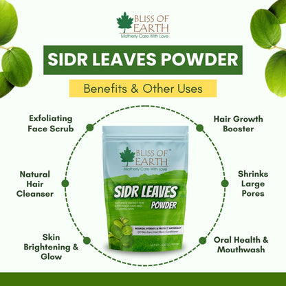 Bliss of Earth Sidr Powder For Hair, 100gm, Handpicked Sidr leaves, Pure Beri Leaves Powder For Hair & Skin