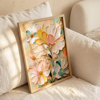 Aesthetic Flowers Modern Art Wall Painting | Home Decoration Floral Painting With Frame For Living Room Bedroom Wall Decor | Digital Reprint Set of 1 Size (13X17 INCH)