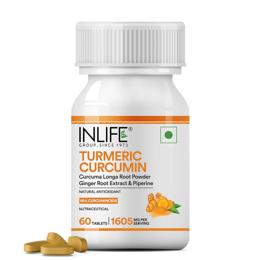 INLIFE Curcumin Tablets with Piperine | 95% Curcuminoids with Curcuma Longa Root Powder | Antioxidant & Anti-inflammatory | Turmeric & Ginger Extract, 1605mg - 60 Tablets (Pack of 1)