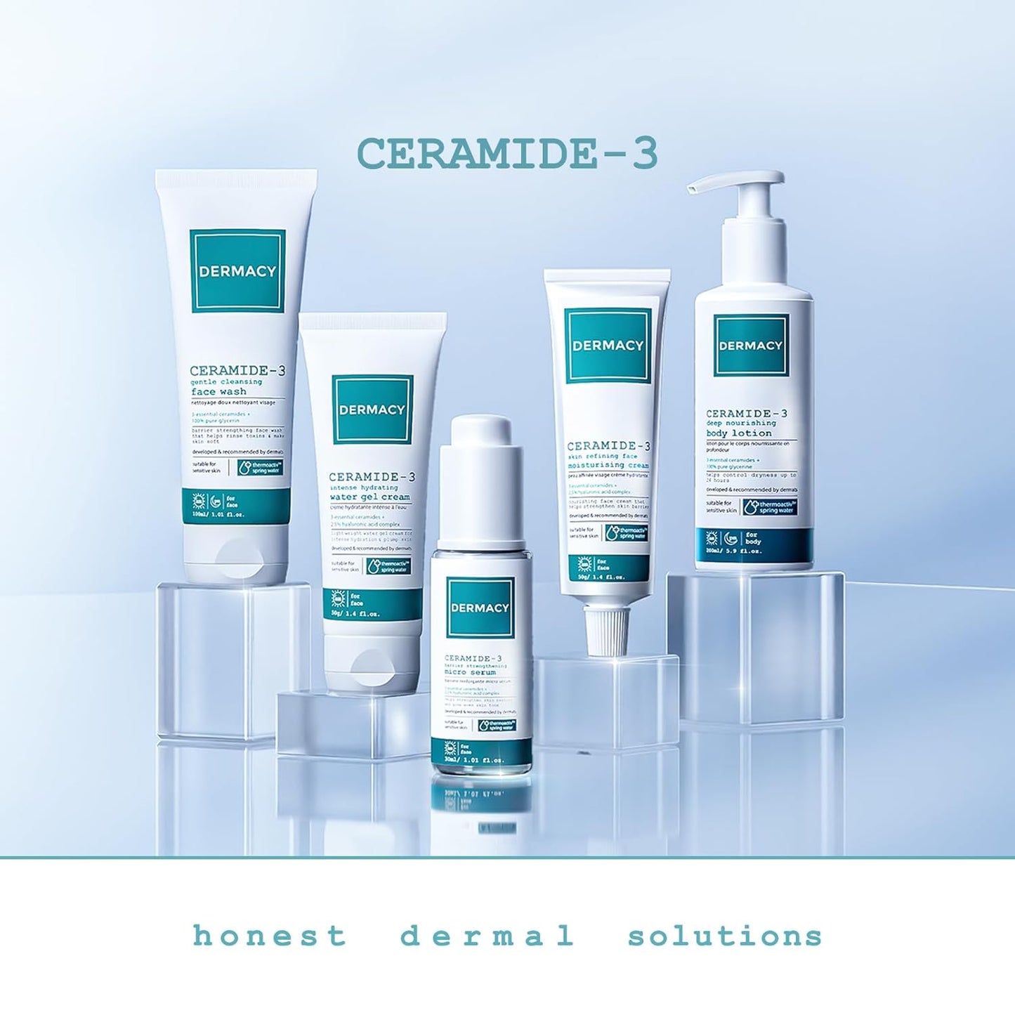 Dermacy Ceramide - 3 Barrier - Strengthening Micro Face Serum | 3 - Essential Ceramides + 2.5% Hyaluronic Acid Complex + ThermoActiv Spring Water | 30ml