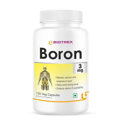 Biotrex Nutraceuticals Boron 3mg | 120 Veg Capsules | Build Strong Bones | Improve Muscle Coordination