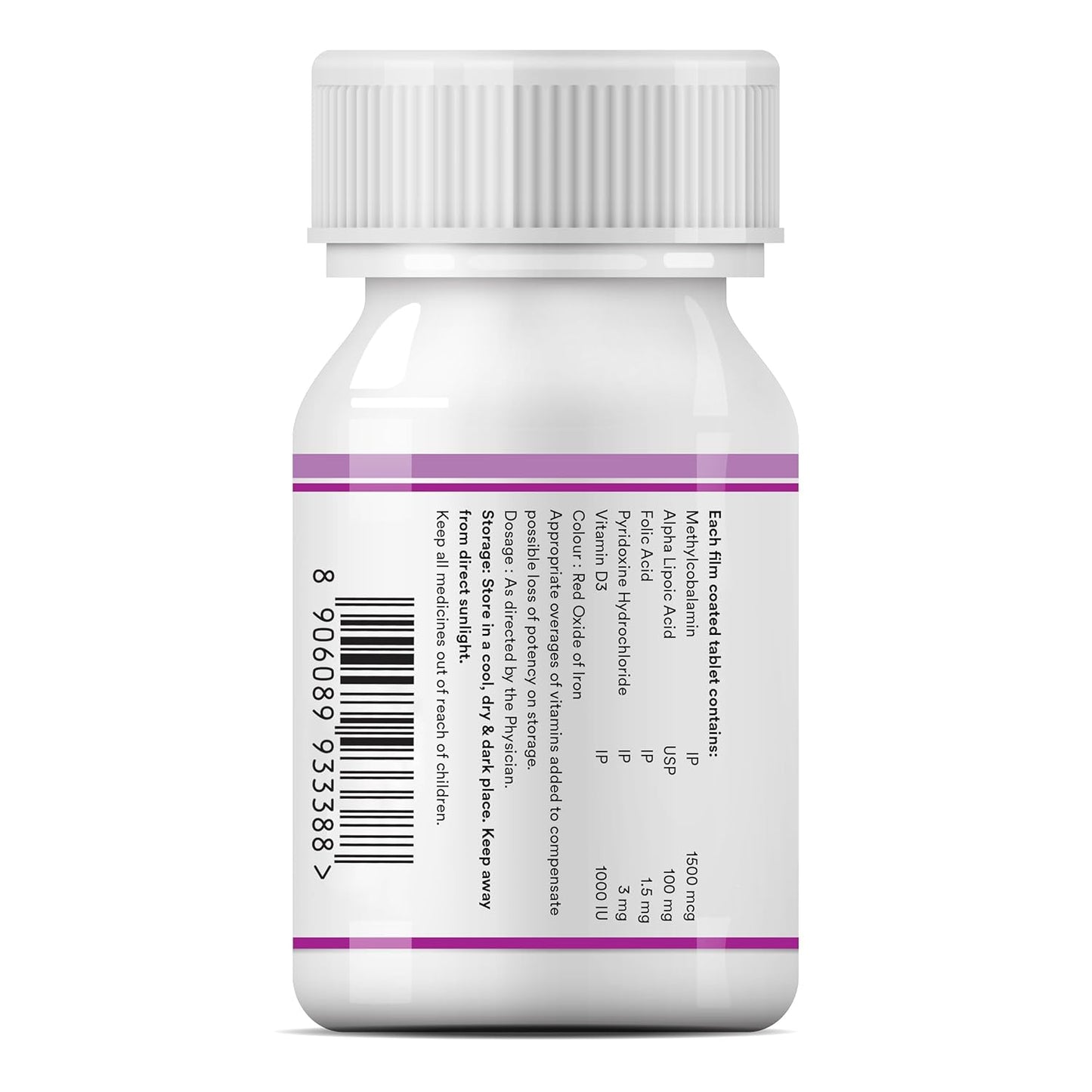 INLIFE Vitamin B12 (Methylcobalamin) 1500mcg Supplement with ALA, Folic Acid, Vitamin D3 | Nerve and Brain Health for Men & Women – 60 Tablets(Pack Of 1, 60)