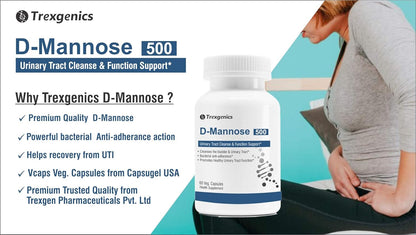 Trexgenics D-MANNOSE 500mg Urinary Tract Cleanse & Kidney/Bladder Function Support (60 Vcaps) (1)