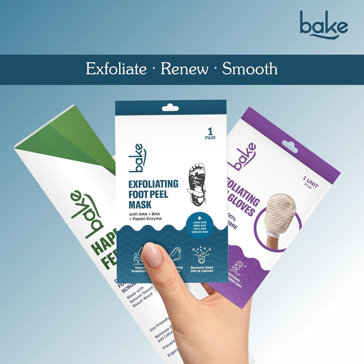 BAKE AHA + BHA Peeling & Exfoliating Foot Mask For Baby Soft Feet with Lactic Acid & 1% Salicylic Acid | Reduces Dry Skin & Hard Calluses | Hydrates Skin, Fades Marks & Removes Hard Skin | For Men & Women