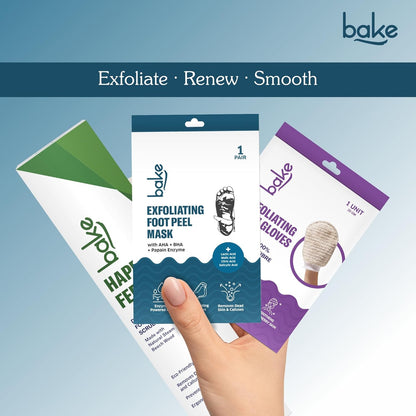 BAKE AHA + BHA Peeling & Exfoliating Foot Mask For Baby Soft Feet with Lactic Acid & 1% Salicylic Acid | Reduces Dry Skin & Hard Calluses | Hydrates Skin, Fades Marks & Removes Hard Skin | For Men & Women