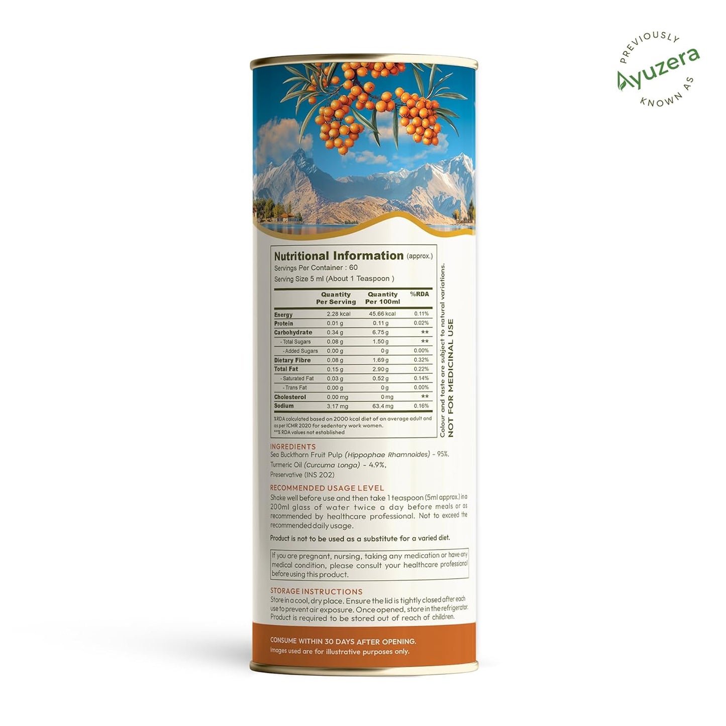 Wellwith (Ayuzera) Sea Buckthorn with Turmeric Curcumin Oil – 300ml (Pack of 1) |Pulp Juice for Joint Health, Immunity & Skin | Omega 3 6 7 9 & Antioxidants