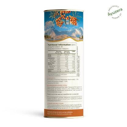 Ayuzera Sea buckthorn with Turmeric Curcumin Oil 300ml | Liquid Supplements | Makes Upto 50 Glass Juice
