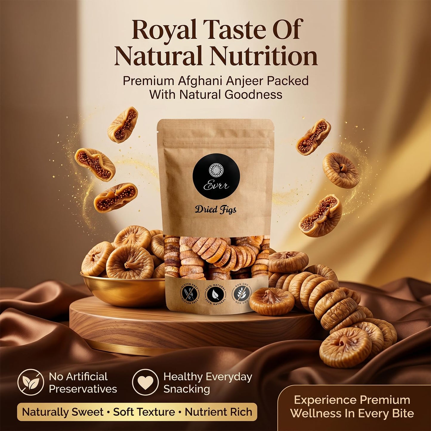 Evrr Premium Anjeer Dry Fruits 250g | Afghan Dried Figs | Natural Sun-Dried Fig | Rich in Fiber, Iron & Calcium | Healthy Snack