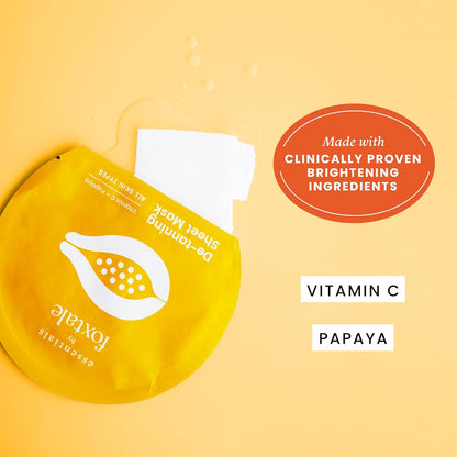 Foxtale Tan Removal Sheet Mask with Vitamin C and Papaya for Tan Removal, Men & Women, 26g