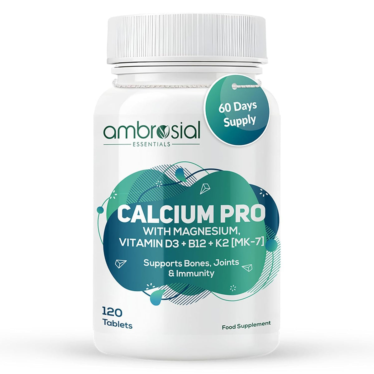 Ambrosial Essentials Calcium Pro supplement bottle on a white background
