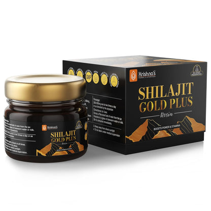 Krishna's Shilajit Gold Plus Resin, 100% Pure Himalayan Shilajit Resin, Natural Mineral & Fulvic Acid Supplement, No Additives - 20 g