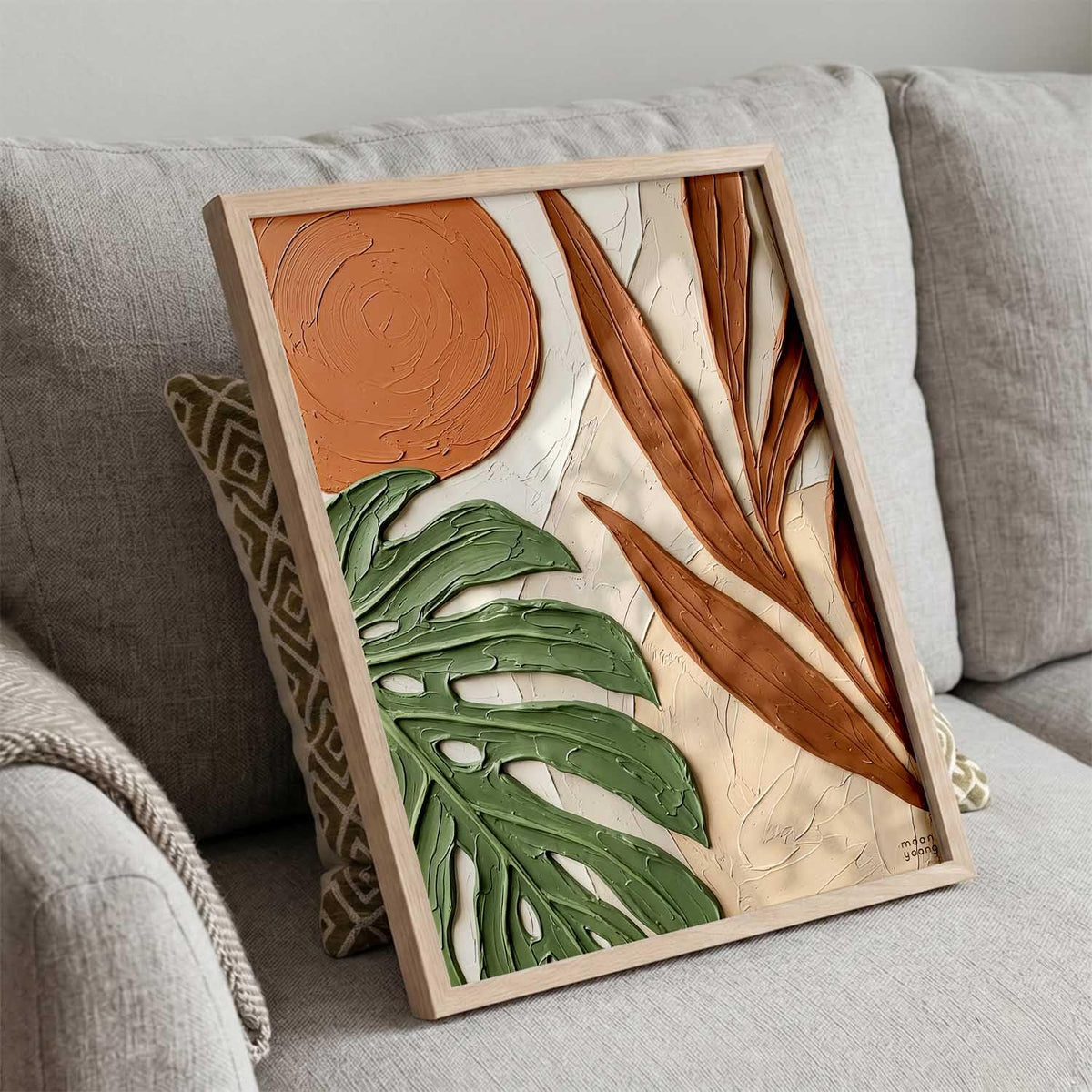 Aesthetic Botanical Art Home Decoration Painting | Boho Paintings With Frame For Living Room Bed Room Hotel Wall Decor Digital Reprint (19x25 inch)