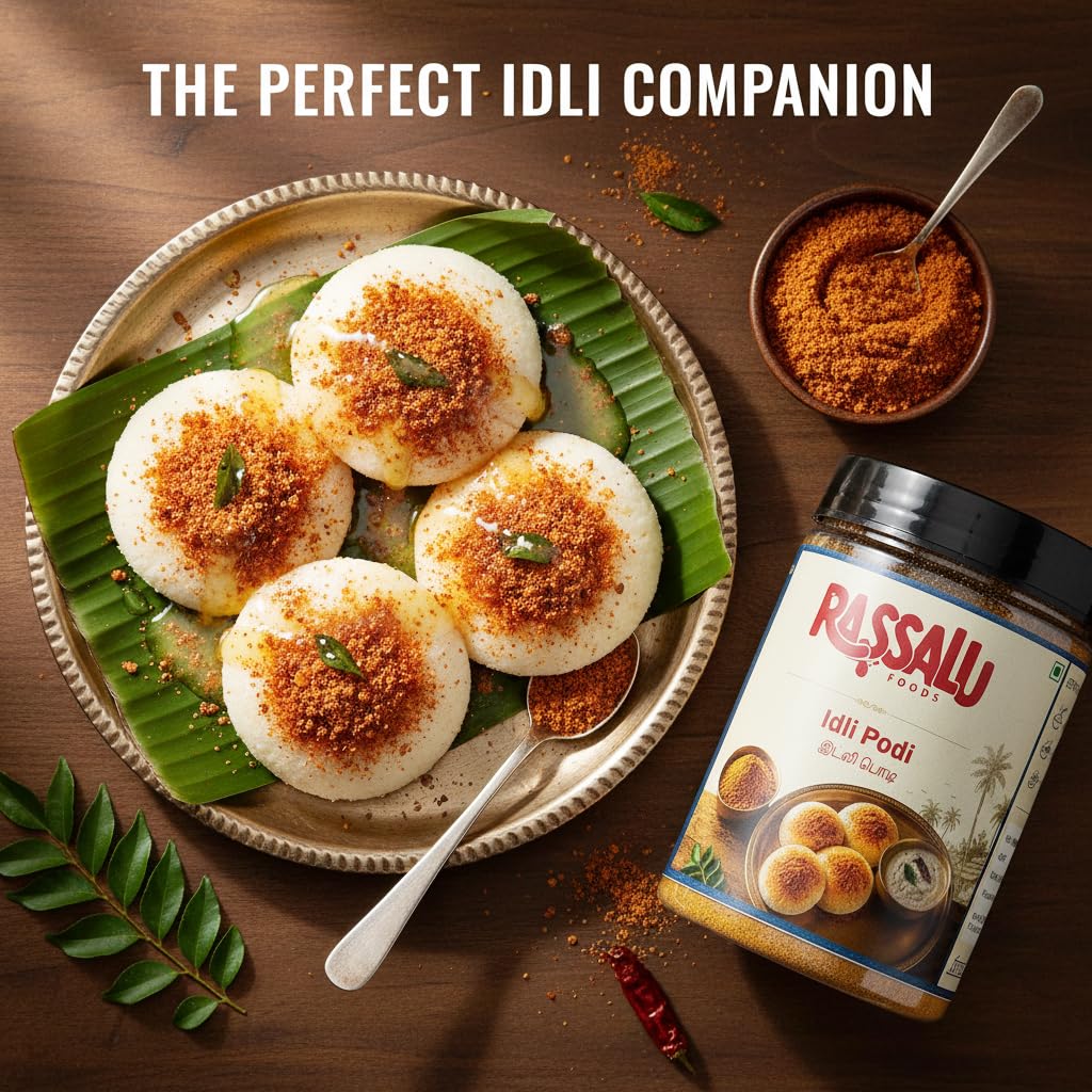 Rassalu Foods Traditional Andhra Idly Podi 150g | Milagai | Idli Dosa | Gun Powder | Spiced Lentil Chutney Powder | Breakfast | Travel Friendly | No Preservatives