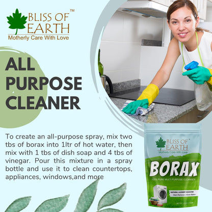 Bliss of Earth Borax Powder For Washing Cloths, Slime Maker, Cleaning & Stain Remover, Ants Killer, 100% Pure Sodium Borate Powder 113GM
