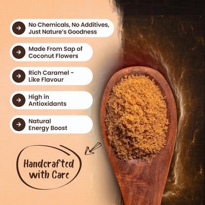 Farmy Coconut Palm Sugar | Natural Sweetener Low Glycemic Index | Unrefined Coconut Jaggery Powder in Glass Jar | No Preservatives Vegetarian Sugar Alternative for Cooking Baking Beverages (350g)