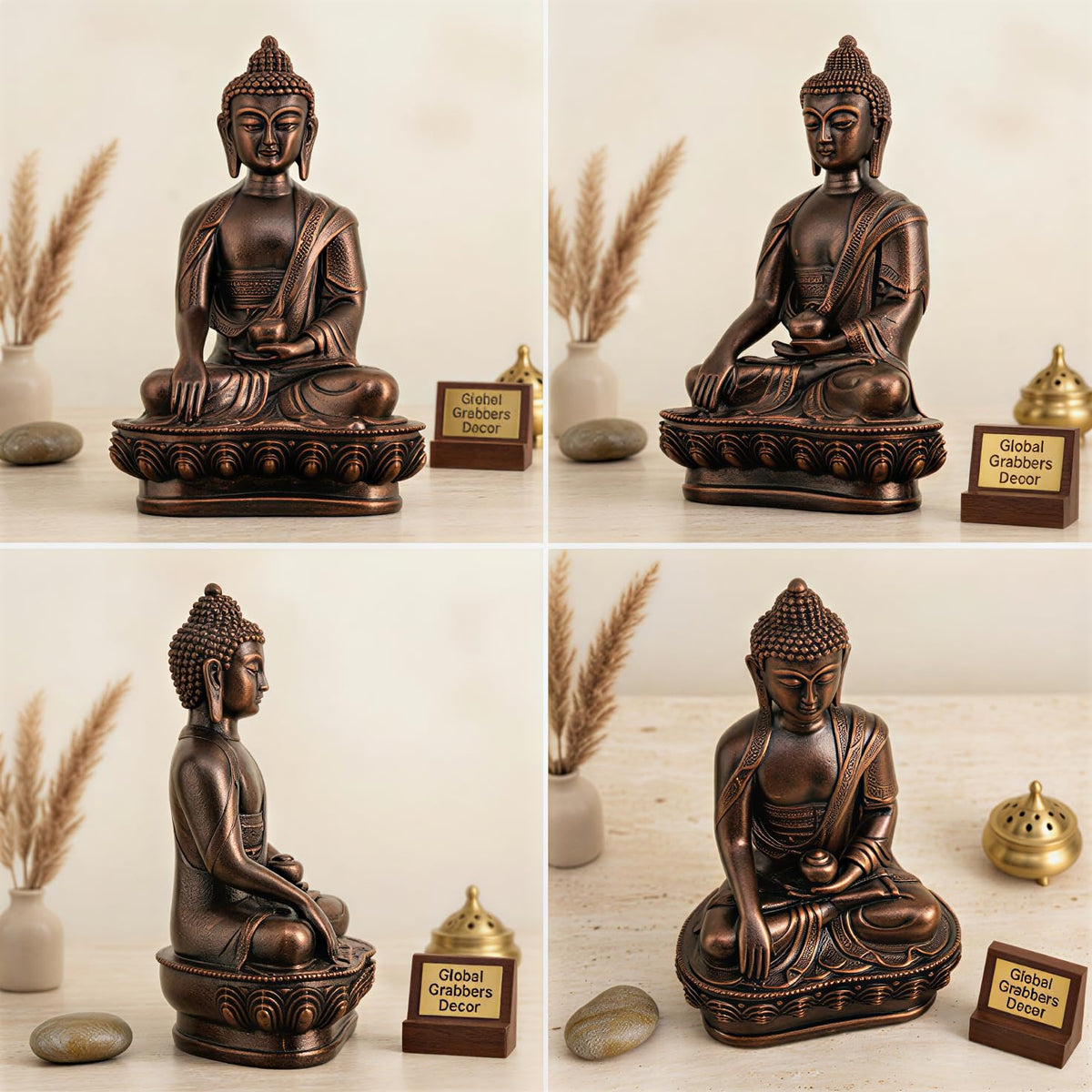 New Limited Edition Meditating Sitting Buddha Idol Statue showpiece Home Decor Decoration Items for Living Room and Gifts (Antique Copper-BS1)