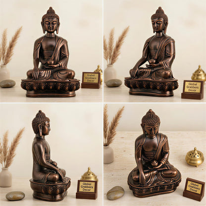 New Limited Edition Meditating Sitting Buddha Idol Statue showpiece Home Decor Decoration Items for Living Room and Gifts (Antique Copper-BS1)