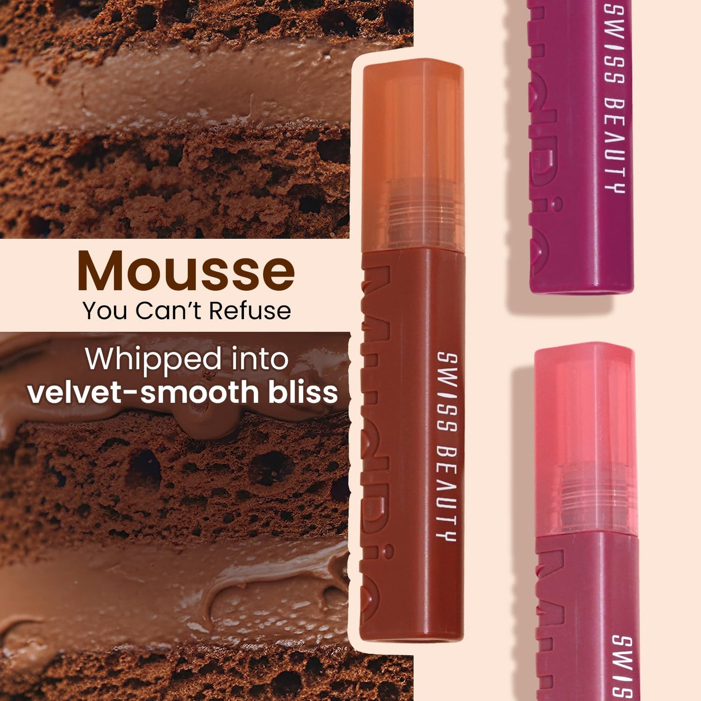 Swiss Beauty Mudpie Lipstick | Soft Matte Mousse Finish | Highly Pigmented | Non-Transfer | Long-Lasting Wear | Infused with Hyaluronic Acid & Castor Oil | Shade-5. Pretty Hustler, 3g