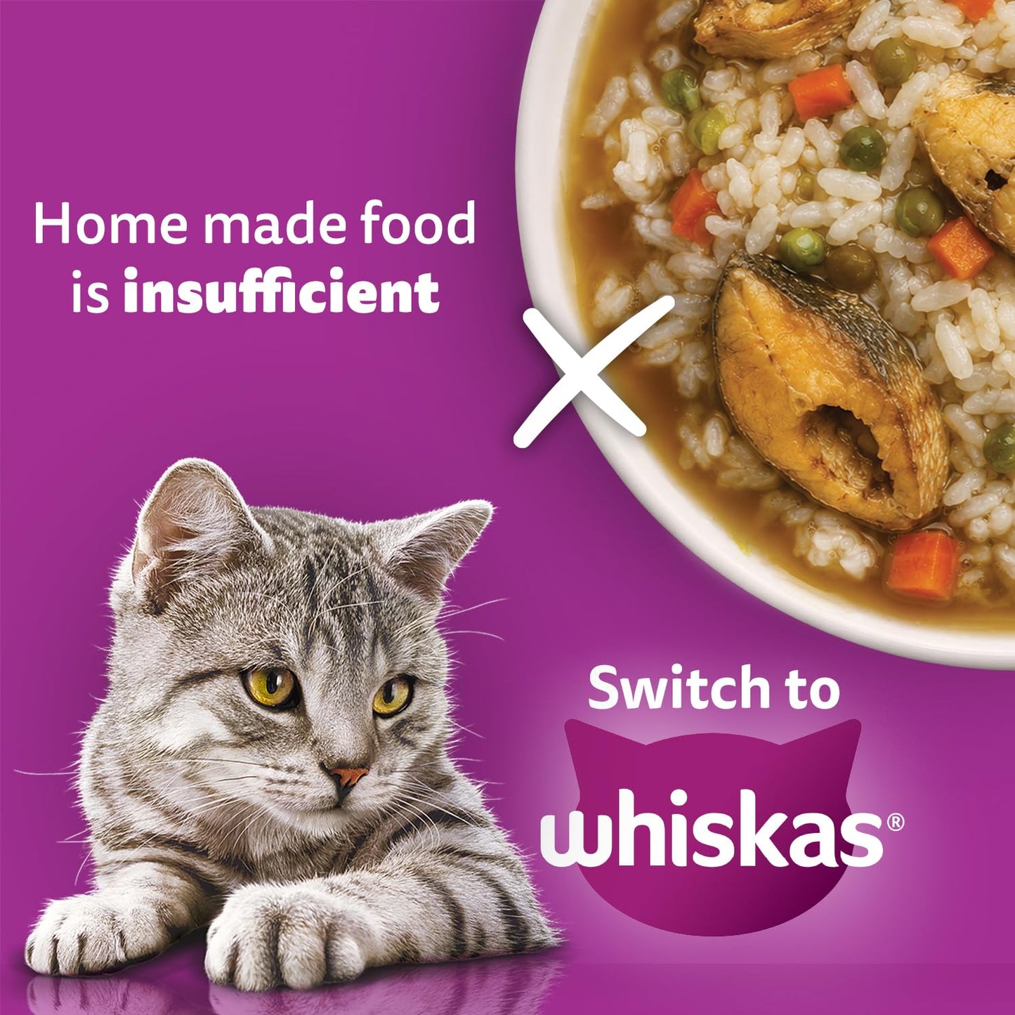 Whiskas Adult (1+ Years) Dry Cat Food, Catla Fish Flavour, 1.2 kg, Powered with 40 Essential Nutrients, Complete & Balanced Nutrition for Adult Cats