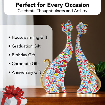 Nostrae Cute Kitty Cats Show Pieces for Home Decor Living Room Decorative Items | Abstract Modern Showpieces Gift Item | Center Table Tv Unit Showcase Office Interior Statues (Set of 2)