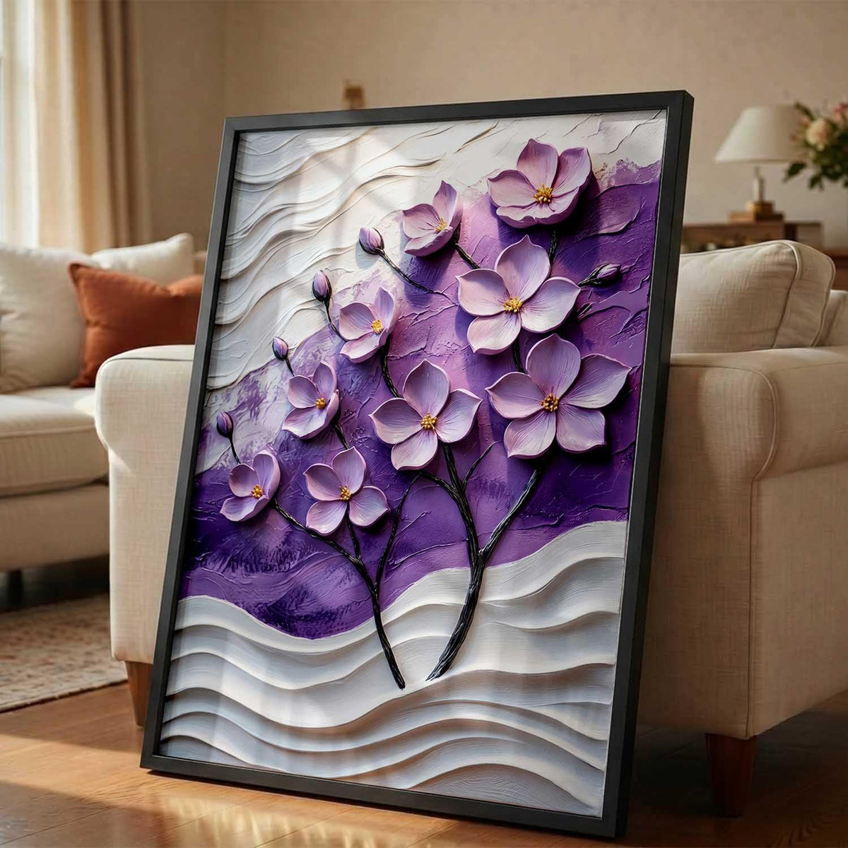 blue flower Wall Painting Home Decoration With Frame For Living Room Bed Room Hotel Wall Decor Digital Reprint (13X17 INCH)