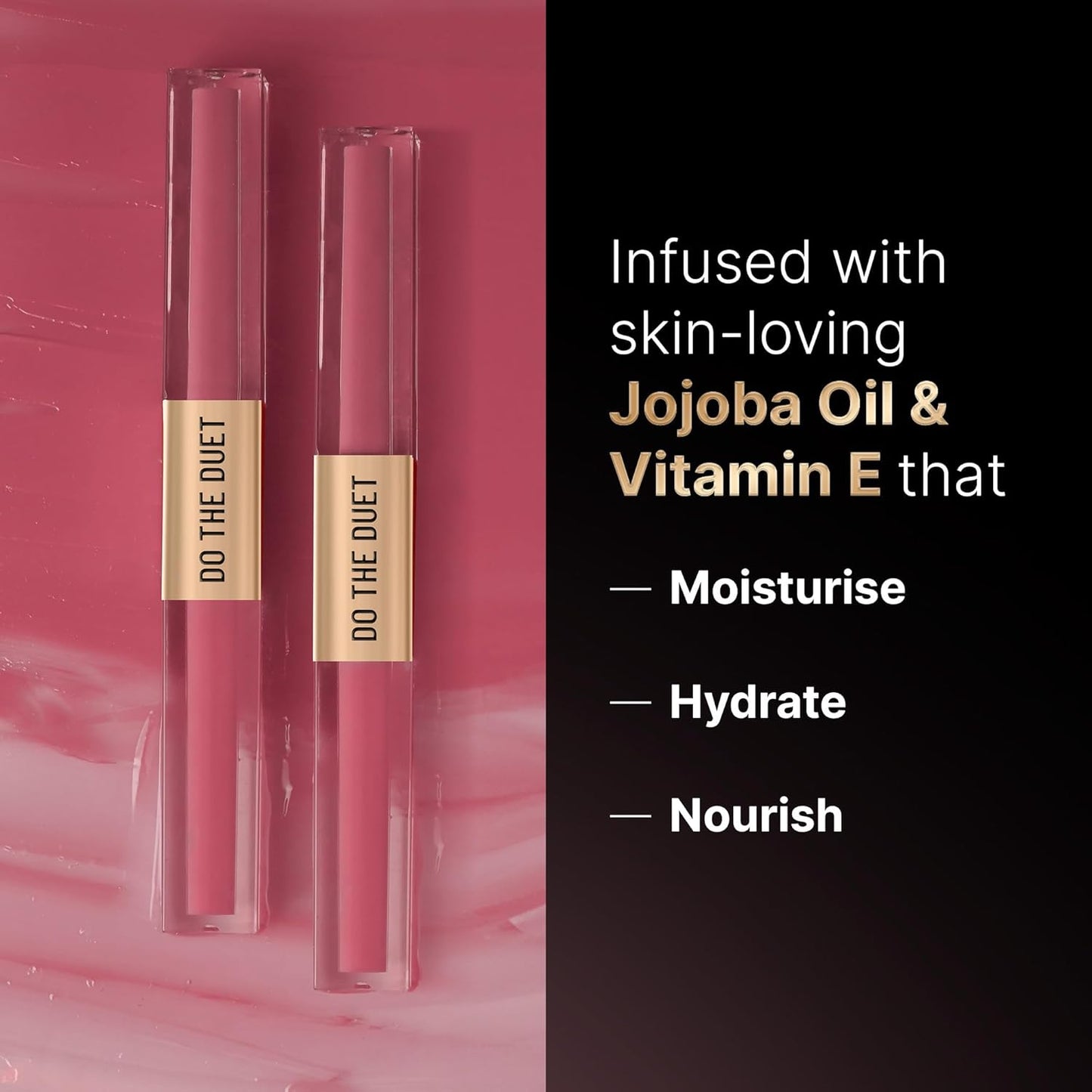 Swiss Beauty Select Do The Duet Lipstick | Matte Liquid Lipstick + Tinted Gloss | Infused with Vitamin E and Jojoba Oil | Shade-Lady Pink, 3ml |