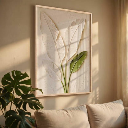 Aesthetic Botanical Art Home Decoration Painting | Leaf Paintings With Frame For Living Room Bed Room Hotel Wall Decor Digital Reprint (13x17 inch)
