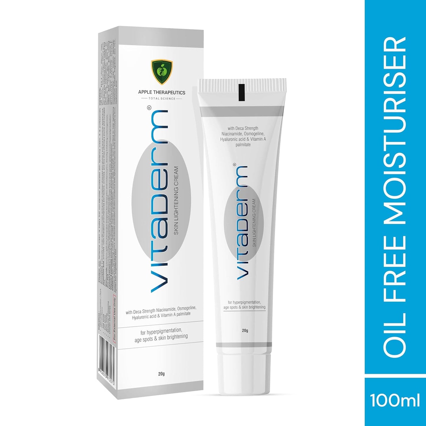 Vitaderm Niacinamide 10% Skin Lightening Moisturizer Cream 20gm | Kojic Acid Free Moisturizer | Hyaluronic Acid + Vitamin C | Dark Spots Uneven Skin Tone | Hydrates & Brightens Glutathione Free Cream