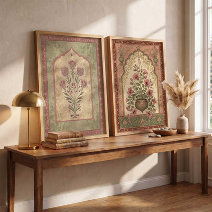 Indian Traditional Madhubani Art Wall Painting Home Decoration With Frame | For Living Room Bed Room Hotel Wall Decor | Digital Reprint | Engineered Wood Set of 2 (13X17 inch)