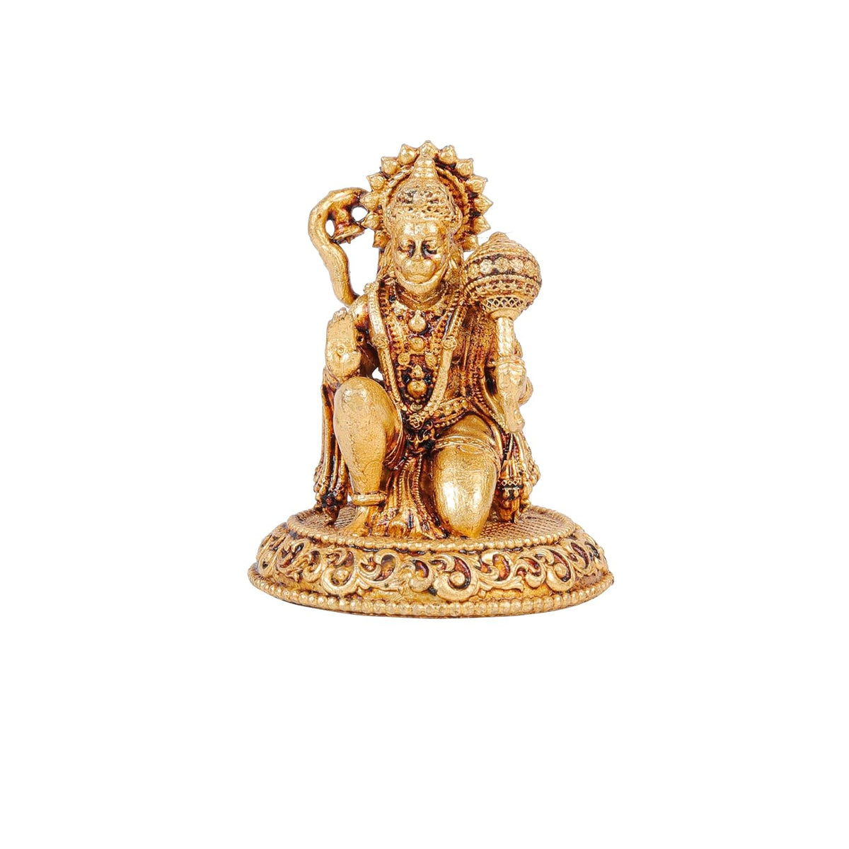 2 Inch Pure Brass Hanuman Ji Idol with Gada | Decorative God Statue for Home Temple, Mandir & Pooja Room Decor | Ideal for Pooja, Diwali, Spiritual Decor & Festive Gifting